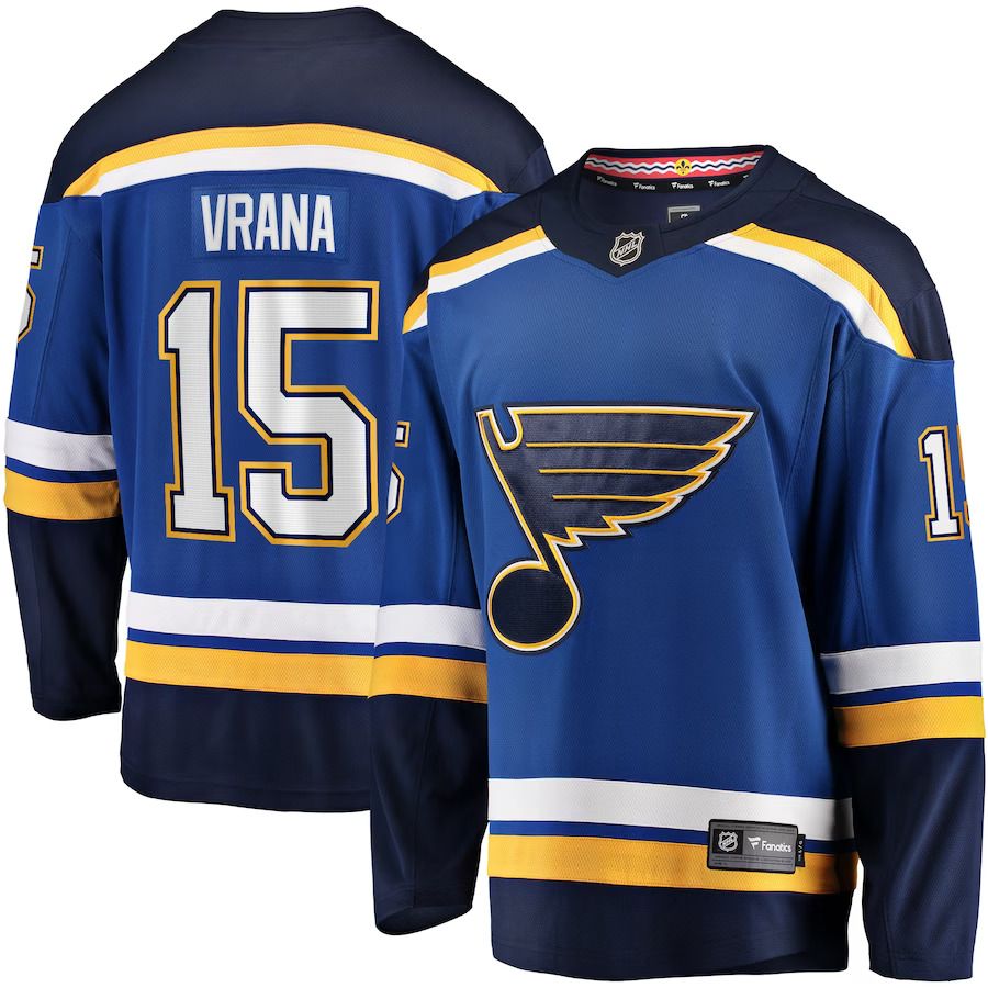 Men St. Louis Blues #15 Jakub Vrana Fanatics Branded Blue Home Breakaway NHL Jersey->st.louis blues->NHL Jersey